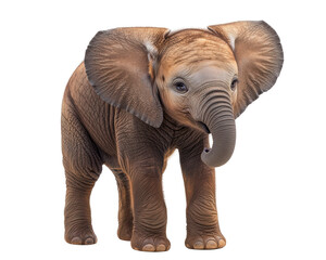 Isolated Cute Baby Elephant Standing, Adorable Portrait