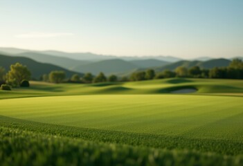  Golf Course with Sand Traps and Rolling Hills Under a Clear Blue Sky