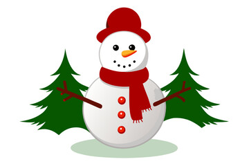 snowman with christmas tree