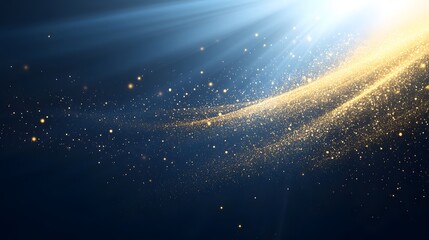 Obraz premium Abstract Sparkling Light Particles Glowing Against a Deep Blue Background Creating Ethereal Atmosphere