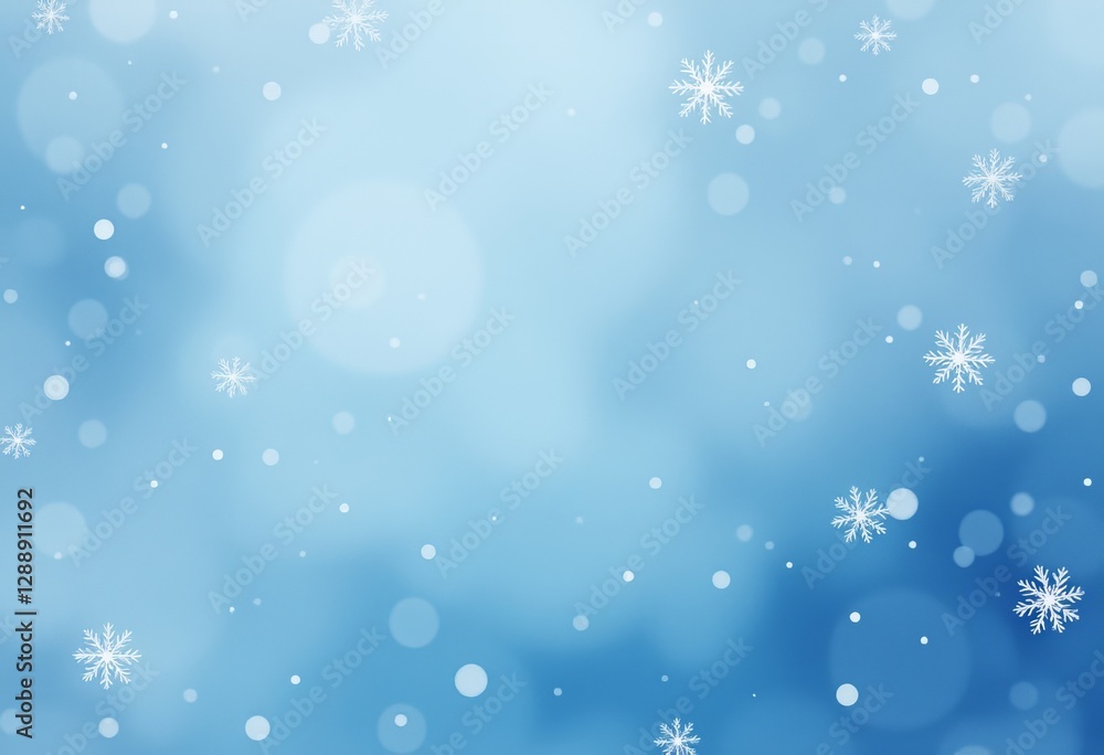 Poster  Snowflake and Bokeh Background on a Blue Gradient