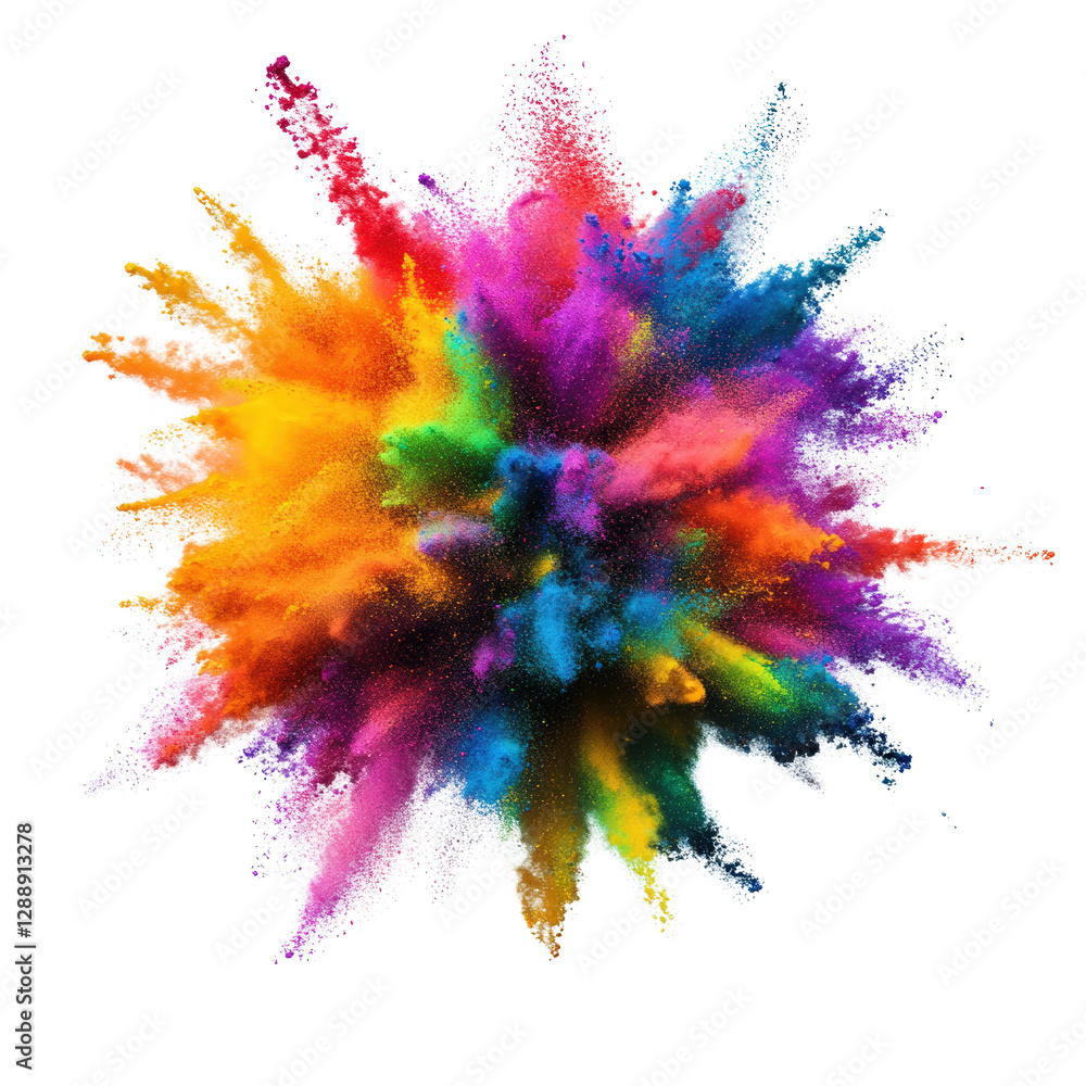 Poster colorful powder explosion creating vibrant cloud on black background for artistic and creative conce