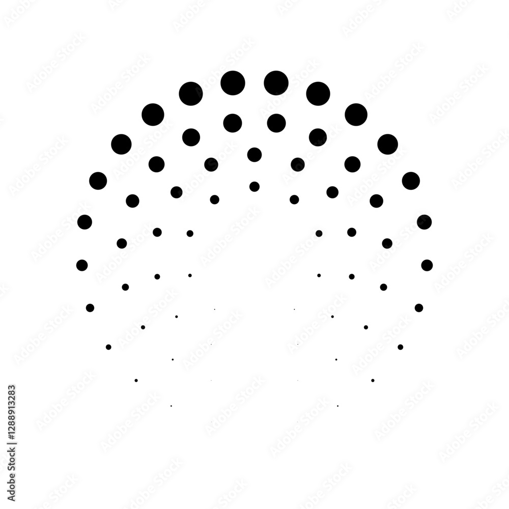 Poster halftone dotted speed lines circle. geometric art in circle form. round swirl movement symbol. halft