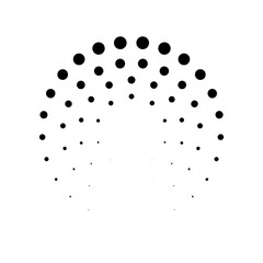 Halftone dotted speed lines circle. Geometric art in circle form. Round swirl movement symbol. Halftone circular dotted frame. Vector design element