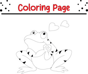 Cute Frog coloring page. animal coloring book page for kids