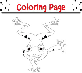 Cute Frog coloring page. animal coloring book page for kids