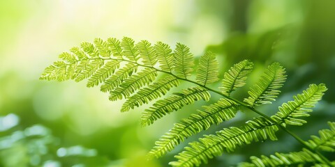 Fern leaf with intricate details, soft green tones.