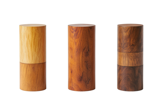 Wooden pedestal cylinders on transparent or white background,png