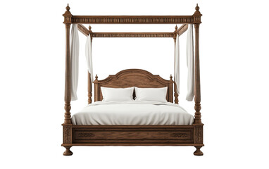 Four-poster bed on transparent or white background,png