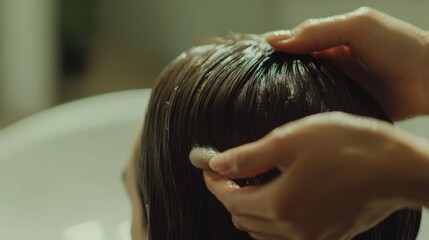 Naklejka premium Hair restoration therapy in a modern beauty clinic. Featuring rejuvenating treatments and expert care