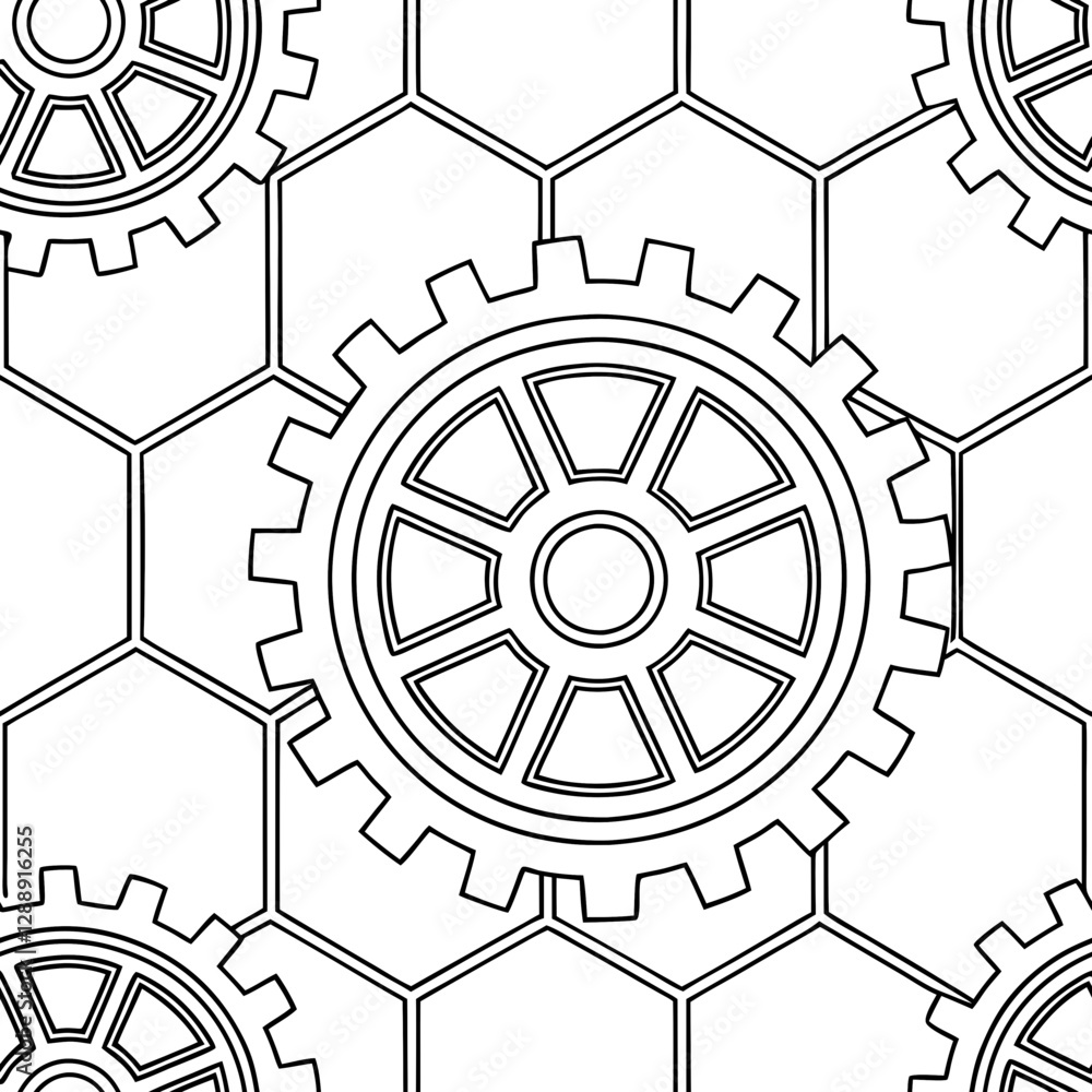 Poster futuristic seamless pattern showcasing abstract techno geometrics and angular digital lines in a uni
