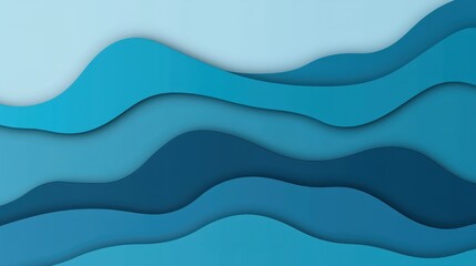 Naklejka premium Abstract Blue Wavy Background with Layered Paper Texture Design