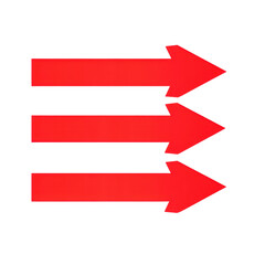 Isolated Row of Three Straight Red Arrows Pointing Right
