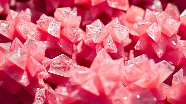 Pink Crystal Clusters: A Close-Up Macro Photography of Sparkling Gemstones