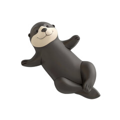 Obraz premium 3D vector icon of Sea otter isolated on transparency background