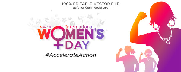 Concept for Happy international women's day promotion banner. A Group of Happy Young Women from Different Ethnicities.