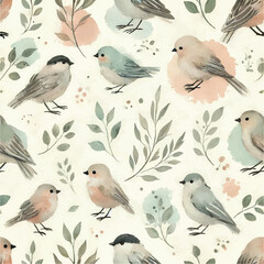 Watercolor Bird Print Design in Vector