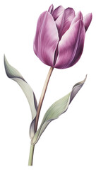 PNG Purple tulip branch illustration realistic botanical.