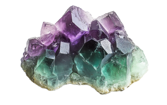 Fluorite Macro Mineral Solitary on transparent or white background,png