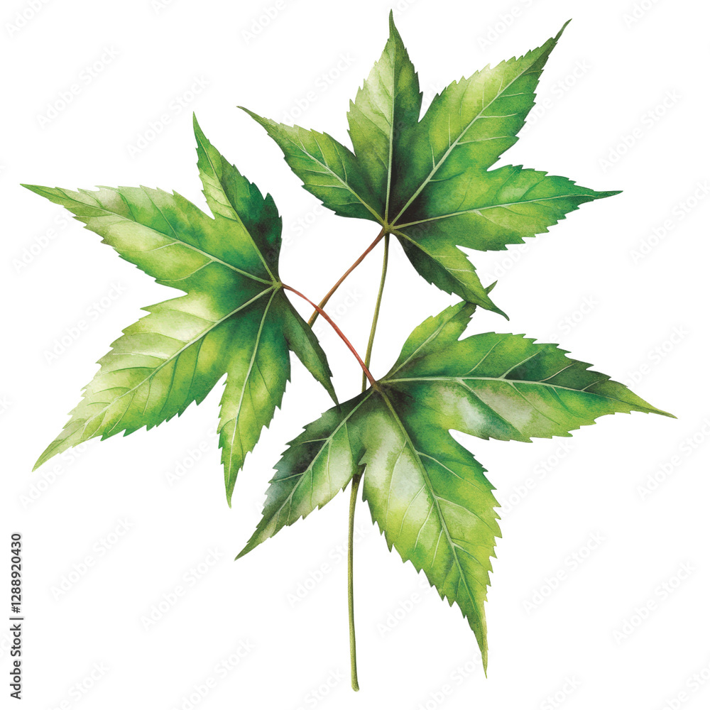 Aufkleber green leaf on black background with detailed texture and vibrant color contrast in a minimalist comp