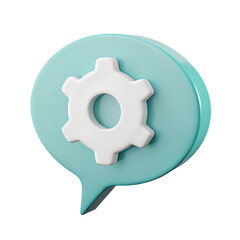 3D icon style, 3D Chat Bubble with a Gear