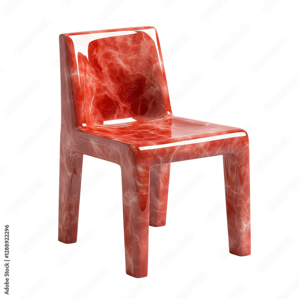 Poster red chair positioned against a solid black background creating a striking visual contrast in the ima