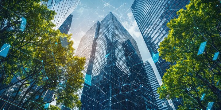 Green corporate initiatives integrating smart building technology.