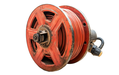 Fire Hose Reel on transparent or white background,png