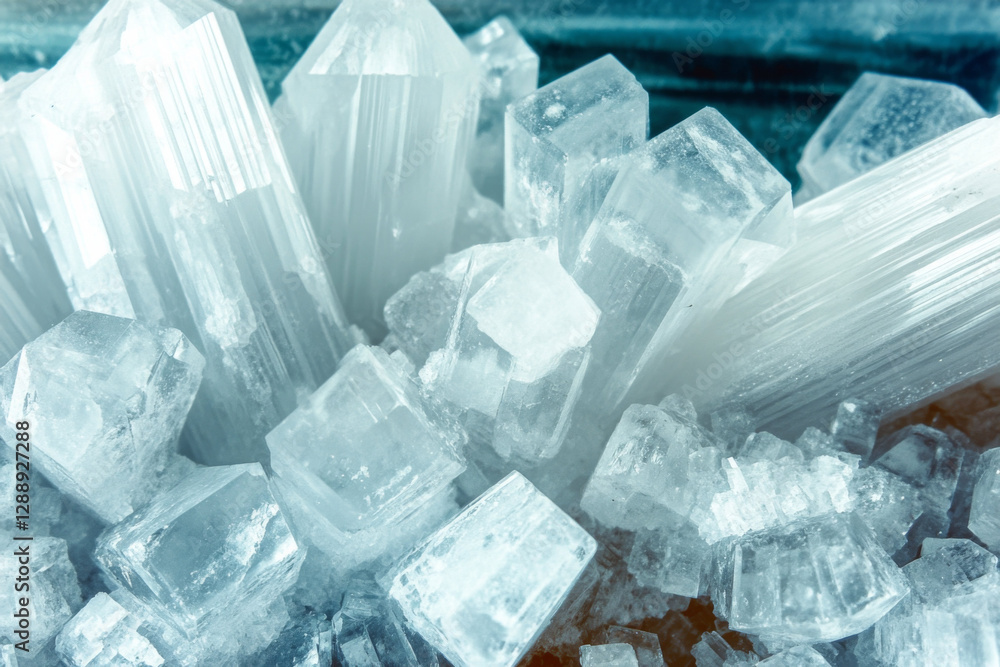 Aufkleber close-up exploration of striking natural crystals displaying clear, sharp structures with intricate 