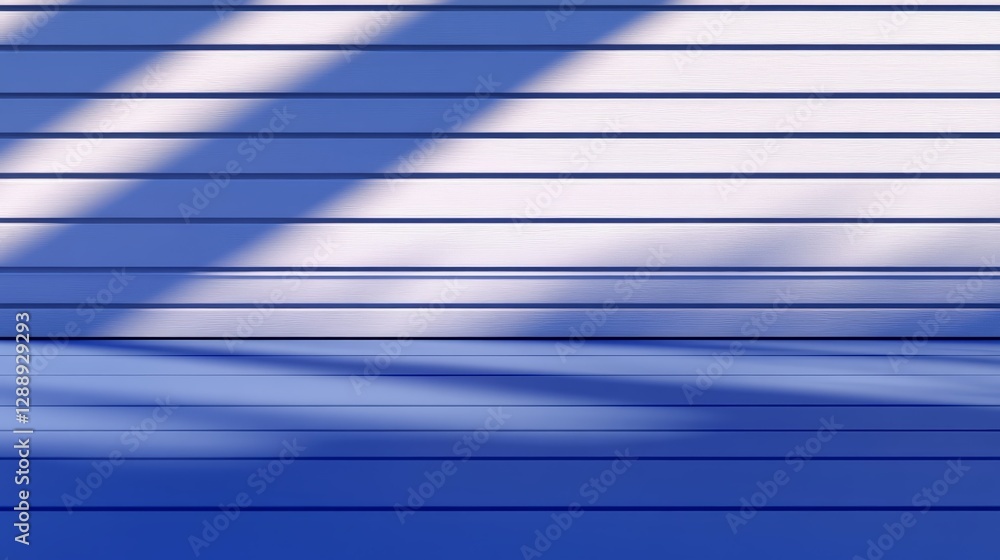 Aufkleber abstract blue and white striped wall with shadows creating a dynamic visual effect
