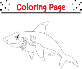 Shark Coloring Page. sea animal coloring book page for kids