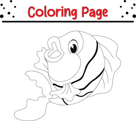 Cute Fish Coloring Page. sea animal coloring book page for kids