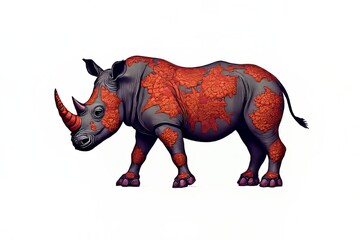 Fototapeta premium Ornate Rhinoceros with Floral Design Illustration