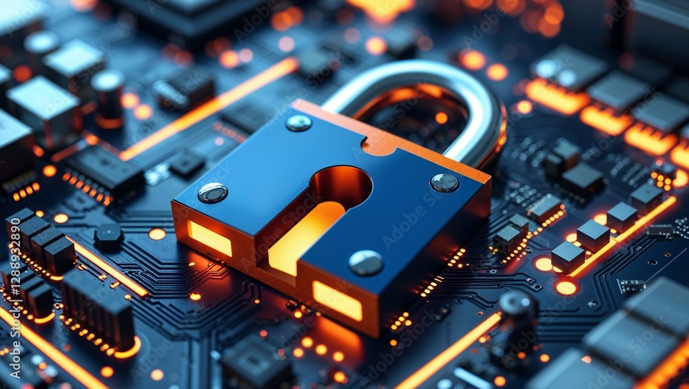 Poster secure server room with glowing data streams, network protection, advanced technology, cybersecurity