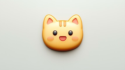 A cat face emoji on a soft gray background, minimal flat design, isolated