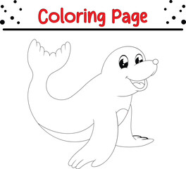 Cute Seal Coloring Page. sea animal coloring book page for kids