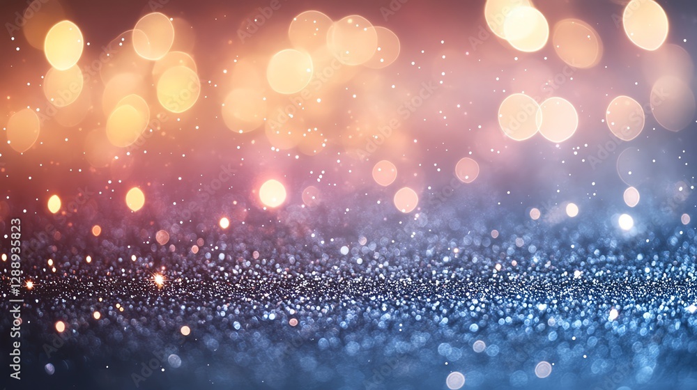 Poster abstract glittering lights background with bokeh effect in warm and cool tones