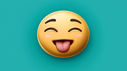 Fototapeta premium Winking face emoji minimal flat design with playful expression isolate other color background