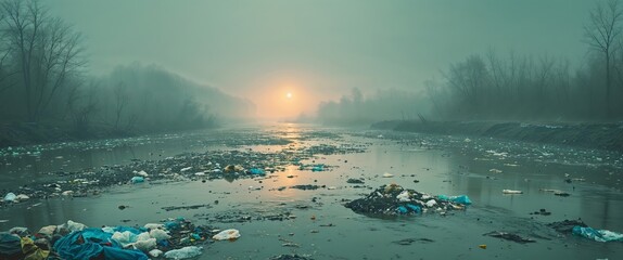 Polluted River Reflecting Environmental Crisis