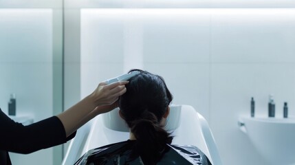 Hair restoration therapy in a sleek wellness center. Featuring personalized care and cutting-edge treatments