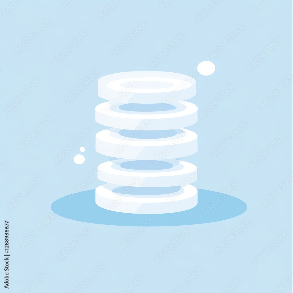Aufkleber stacked circular data structure on light blue background