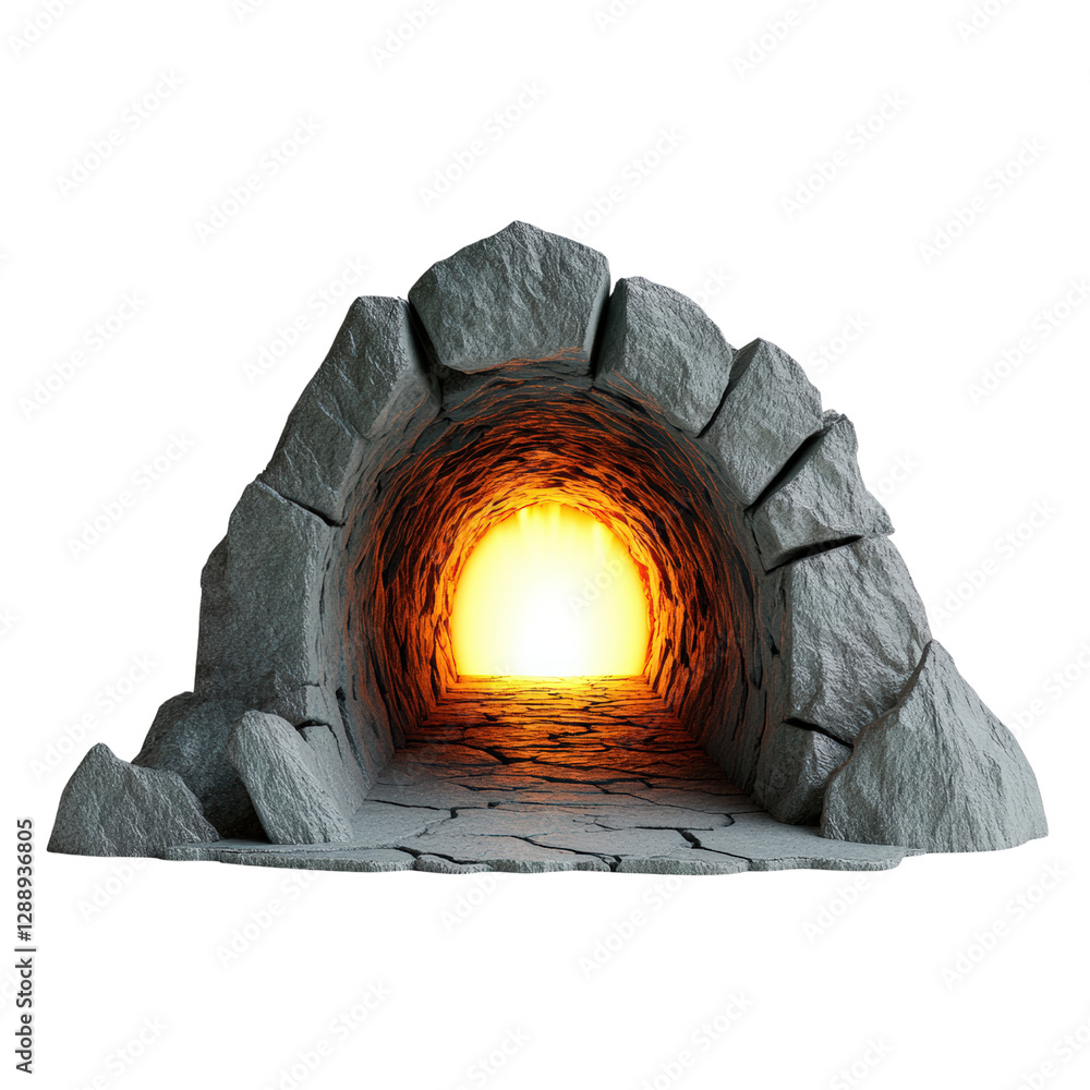 Aufkleber illuminated cave interior with natural rock formations and shadows creating a mystical atmosphere is