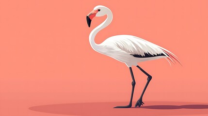 Fototapeta premium A flamingo emoji on a soft pink background, minimal flat design, isolated