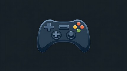 A game controller emoji on a black background, minimal flat design, isolated