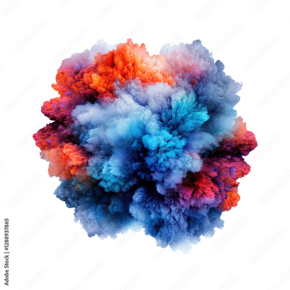 Poster colorful smoke cloud in various shades creating an abstract background for creative projects isolate