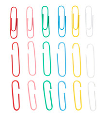 Collection of Colorful Paper Clip cutout, full depth of field.