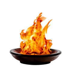 A Vibrant Red Orange Flame from a Burning Fire Pit Isolated on Transparent Background
