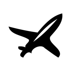 Black Aircraft Silhouette Against White Backdrop