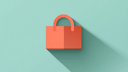 A shopping bag emoji on a mint green background, minimal flat design, isolated