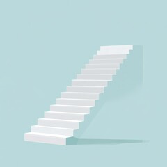 White Stairway Leading Up Against Light Teal Background